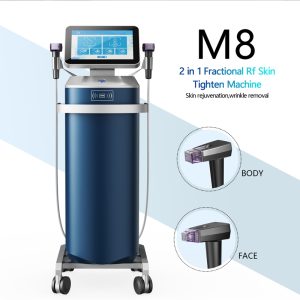 HR-B28 vertical rf microneedling skin tightening machine M8 2 in 1 Fractional RF Microneedling Machine | Vertical Face & Body Skin Tightening Equipment
