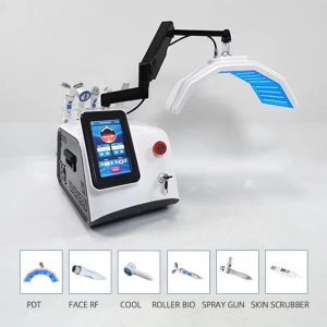 JK02 6 in 1 PDT LED facial machine RF Cool BIO Spray Gun Skin Scrubber Salon Equipment