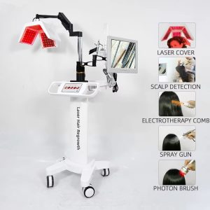 JK1505 Vertical Laser Hair Regrowth Machine with Scalp Detector | 5 in 1 Red Light Hair Loss Therapy Machine for Salon